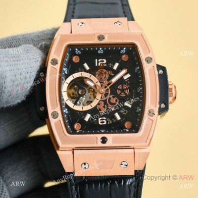 Knockoff Hublot Spirit of Big Bang Rose Gold Openworked Replica Watches Men